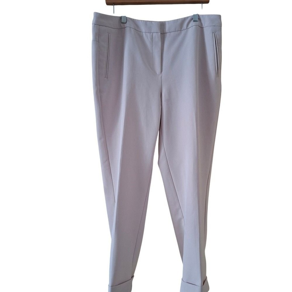 Adrianna Papell Pants size 14 Womens Pink Good Tapered Cuffed Career Trousers